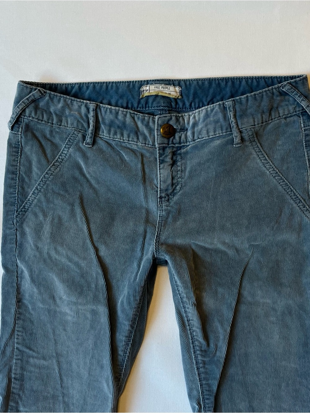 Free People Corduroy flare pants Low rise waist 29 Blue Y2K Womens Boho Festival - Picture 3 of 10